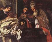 Jacopo Vignali St.Silvester,Pope,Baptizes the Emperor Constantine oil painting picture wholesale
